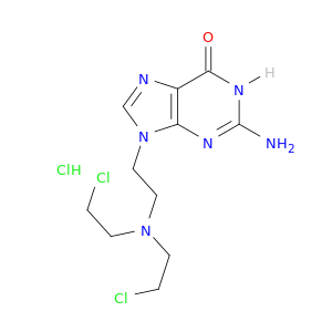 6H-Purin-6-one,2-amino-9-[2-[bis(2-chloroethyl)amino]ethyl]-1,9-dihydro-, hydrochloride (1:1)