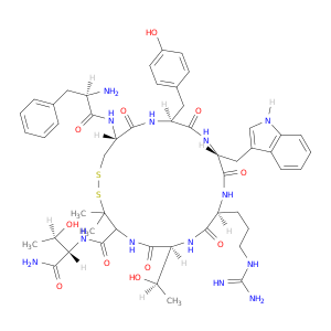 D-苯丙氨酰-L-半胱氨酰-L-酪氨酰-D-色氨酰-L-精氨酰-L-苏氨酰-3-巯基-L-缬氨酰-L-苏氨酰胺环(2→7)-二硫醚