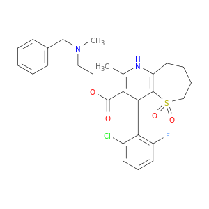 Thiepino[3,2-b]pyridine-3-carboxylicacid, 4-(2-chloro-6-fluorophenyl)-1,4,6,7,8,9-hexahydro-2-methyl-,2-[methyl(phenylmethyl)amino]ethyl ester, 5,5-dioxide