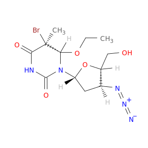 Thymidine, 3'-azido-5-bromo-3'-deoxy-6-ethoxy-5,6-dihydro-, (5S,6S)-