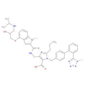 1H-Imidazole-5-carboxylicacid,4-[[[[4-[2-hydroxy-3-[(1-methylethyl)amino]propoxy]-1H-indol-2-yl]carbonyl]amino]methyl]-2-propyl-1-[[2'-(2H-tetrazol-5-yl)[1,1'-biphenyl]-4-yl]methyl]-