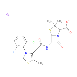 4-Thia-1-azabicyclo[3.2.0]heptane-2-carboxylicacid,6-[[[3-(2-chloro-6-fluorophenyl)-5-methyl-4-isothiazolyl]carbonyl]amino]-3,3-dimethyl-7-oxo-,monosodium salt, monohydrate, [2S-(2a,5a,6b)]- (9CI)