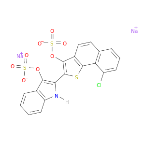 1H-吲哚-3-醇,2-[9-氯-3-(磺氧基)萘[1,2-B]噻吩-2-基]-,3-(硫酸氢),钠盐(1：2)
