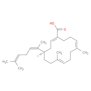 1,7,11-Cyclotetradecatriene-1-carboxylicacid, 4-[(1E)-1,5-dimethyl-1,4-hexadien-1-yl]-7,11-dimethyl-, (1E,4R,7E,11E)-