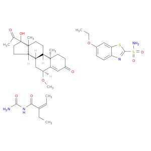 (6S,8R,9S,10R,13S,14S,17R)-17-acetyl-17-hydroxy-6-methoxy-10,13-dimethyl-2,6,7,8,9,11,12,14,15,16-decahydro-1H-cyclopenta[a]phenanthren-3-one; (Z)-N-carbamoyl-2-ethyl-but-2-enamide; 6-ethoxybenzothiazole-2-sulfonamide