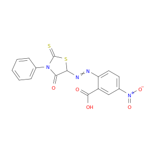 Benzoic acid, 5-nitro-2-[(4-oxo-3-phenyl-2-thioxo-5-thiazolidinyl)azo]-