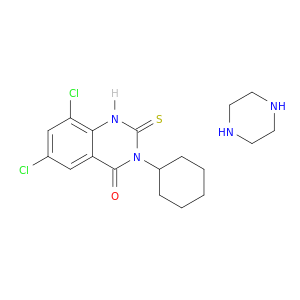 6,8-dichloro-3-cyclohexyl-2-sulfanylidene-1H-quinazolin-4-one; piperazine