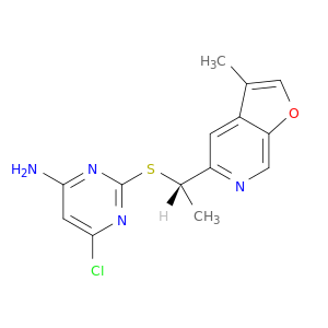 4-Pyrimidinamine, 6-chloro-2-(((1S)-1-(3-methylfuro(2,3-c)pyridin-5-yl)ethyl)thio)-